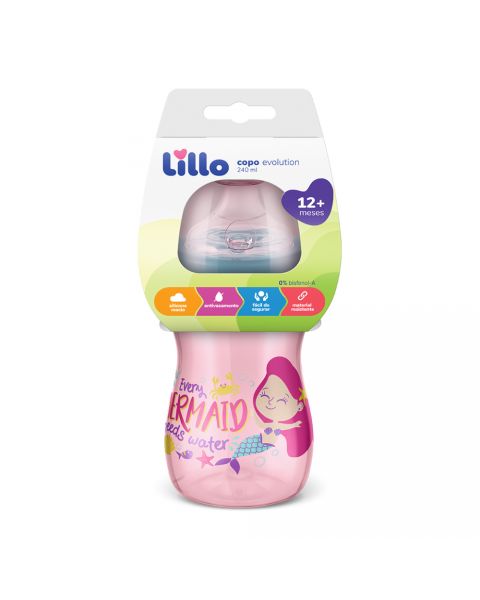 Vaso Con Boquilla de Silicona Lillo Evolution 240 ML - Niña