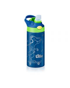 Garrafa Infantil de Inox Dinossauro com bebedor silicone 350 ml Lillo 