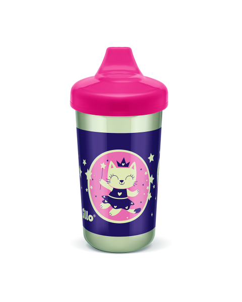 Copo Antivazamento Max Brilha no Escuro 320ml Lillo - Rosa