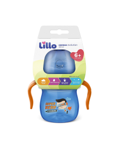 Copo 360º Evolution com alça 240ml Lillo - Azul