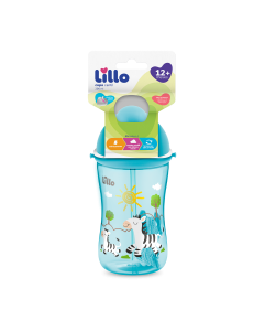 Copo Cantil com Canudo Fofurice 390ml Lillo - Azul
