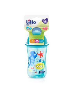 Copo Cantil com Canudo Fofurice 390ml Lillo - Azul