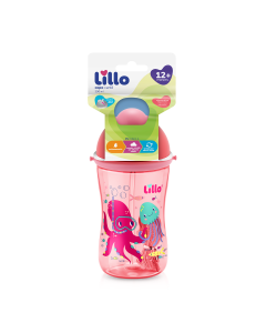 Copo Cantil com Canudo Fofurice 390ml Lillo - Rosa