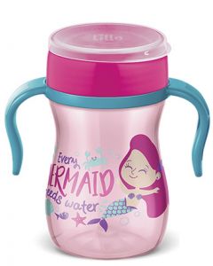 Copo 360º Evolution com alça 240ml Lillo - Rosa