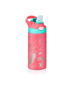 Garrafa Infantil de Inox Sereia com bebedor silicone 350 ml Lillo